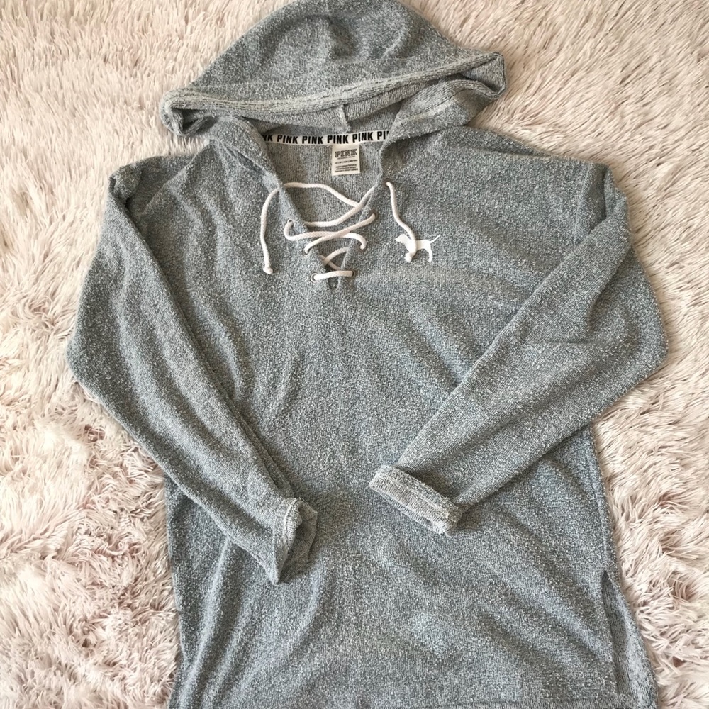 PINK lace up over sized sweater